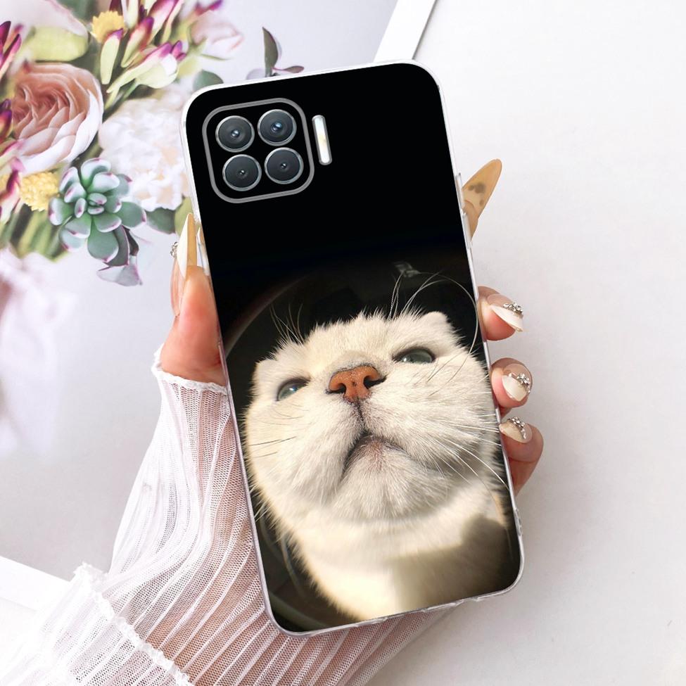 Clear For Oppo F17 Pro Case CPH2119 Cute Cat Fashion Butterfly Funny Painted Bumper Cover For Oppo F17 Pro Casing