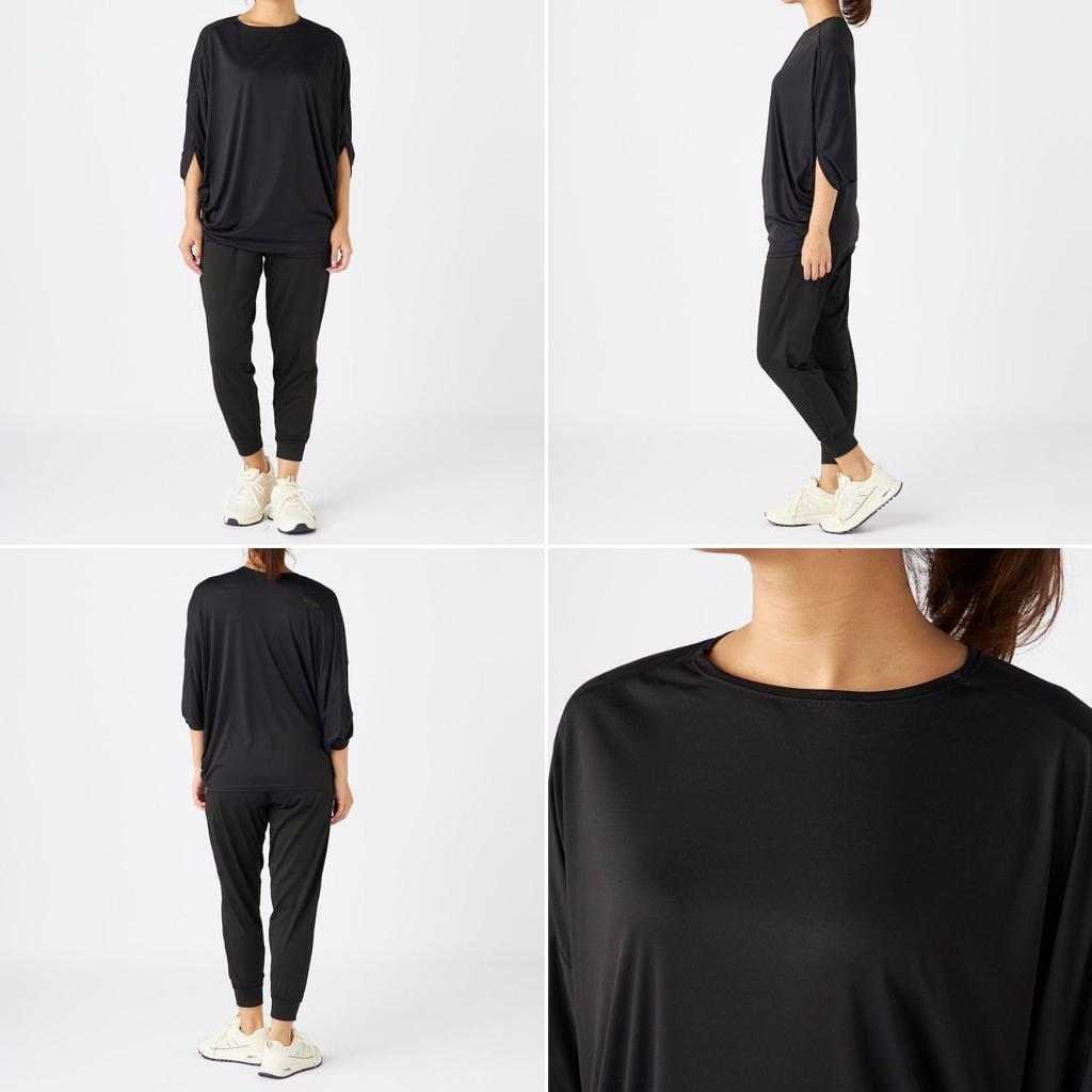 Комплект для фитнеса: топ и низ, брюки-дольманы свободного кроя 344192 Черный M [Marie Claire] Футболка женская