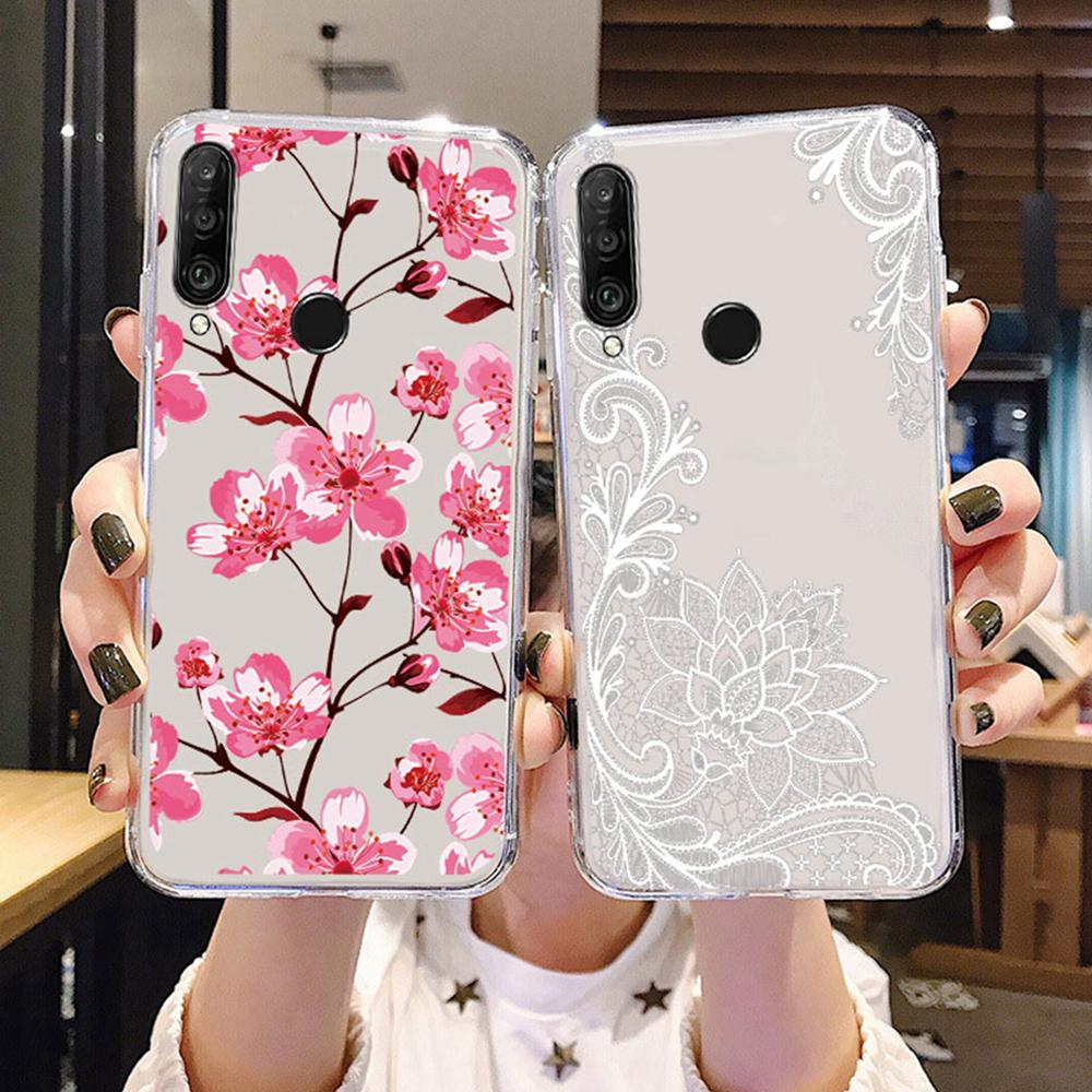Цветочный Романтический Кружевной Узор Чехол для Телефона Для Huawei P30 P20 Lite Mate 20 Y6 Y7 P Smart 2019 Honor 20 50 Прозрачный Чехол