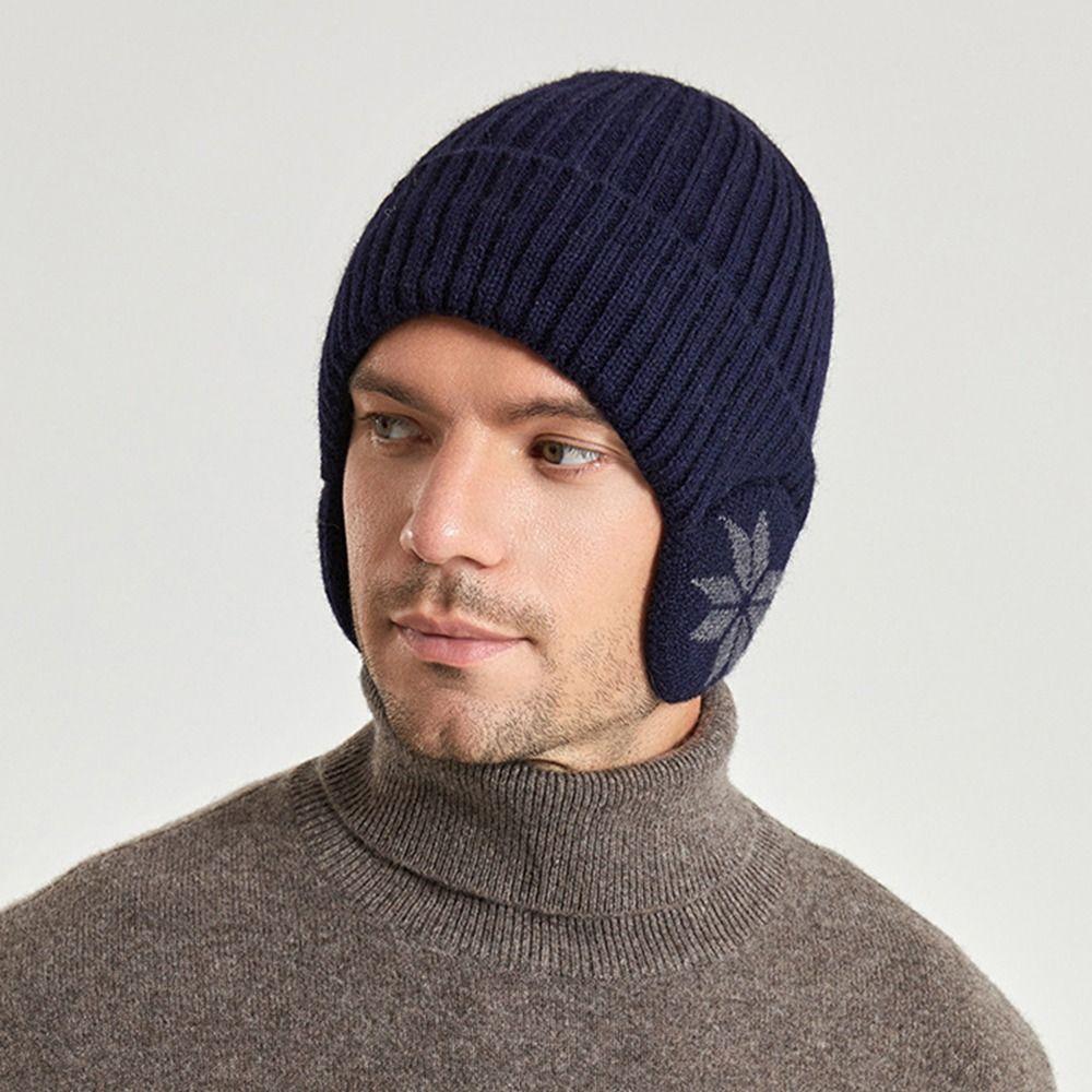 Windproof Knitted Hat Soft Plush Ski Beanie Hat Fashion Bonnet Sports