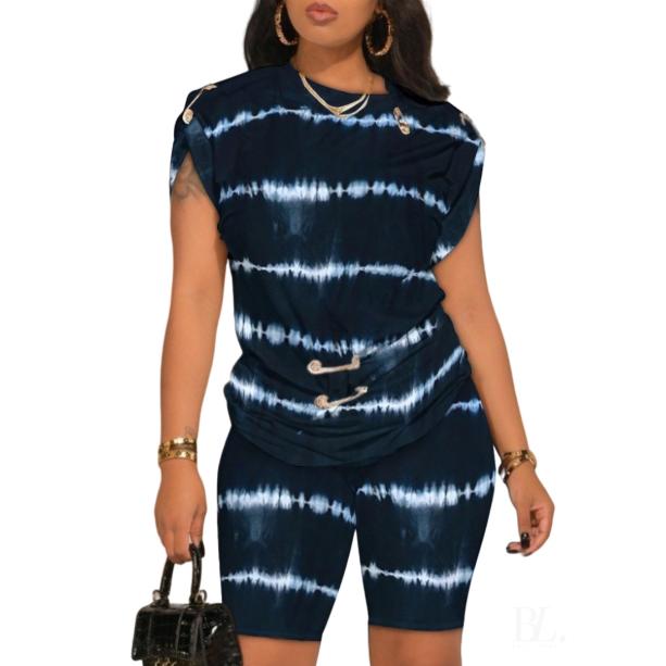 Летний комплект из свободного покроя с 3D-принтом, топ и шорты, повседневные комплекты из двух предметов одежды для женщин, спортивные костюмы