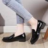 Fashion Women' Shoes Round Toe Med Heels Oxfords Female Slip On Patent Leather Casual Shoes Woman Plus Size