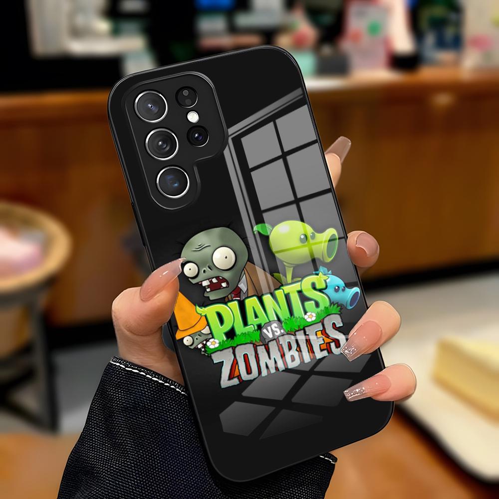 P-Растения Против. Чехол для телефона с зомби для Samsung S25 Plus S20 S20 Plus S22 Ultra S23 FE S21 Plus S21 Ultra Стеклянная крышка