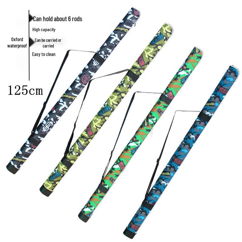 Camouflage Waterproof Oxford Cloth Fishing Rod Bag for 6-8 Rods, Small, Portable, Backpack or Hand Carry.