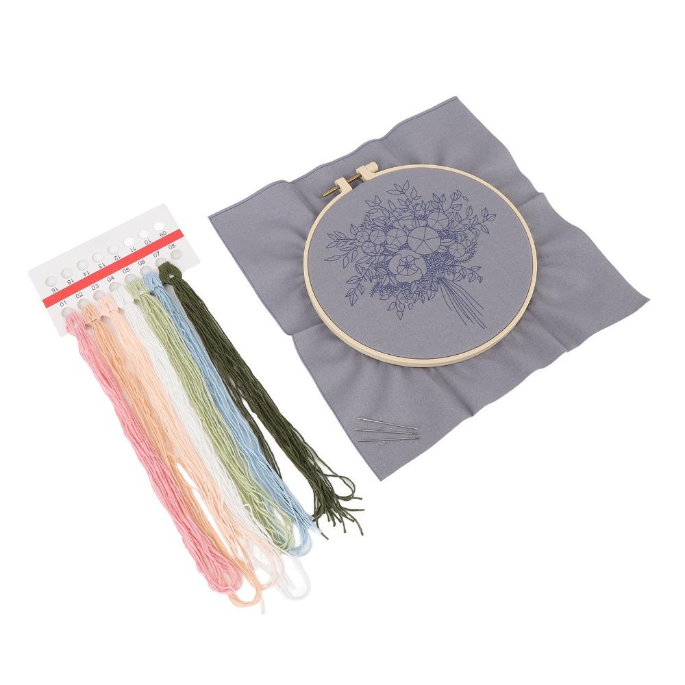Printed Pattern Flower Embroidery Kit Color Thread Set DIY Embroidery Kit For Adults