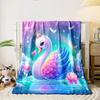 Majestic Swan with Rainbow Wings print blanket soft and cozy perfect for the living room bed sofa or a nap,gift