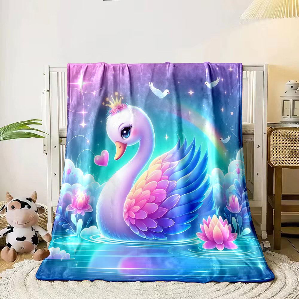 Majestic Swan with Rainbow Wings print blanket soft and cozy perfect for the living room bed sofa or a nap,gift