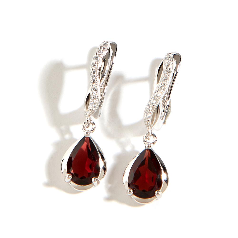 Fashion Drop Design Natural Garnet Earrings Trend Delicate Elegant Jewelry for Women's Anniversary & Birthday Gifts