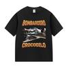 Bombardino Crocodile Funny Meme Plane Bomber Print TShirt Men Fashion O-Neck Short Sleeve T Shirt Unisex Summer Pure Cotton Tees