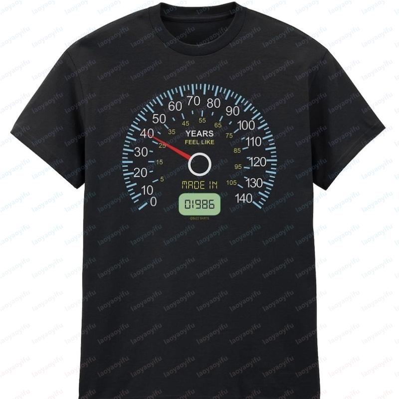 Unisexs 40th Birthday TShirt Speedometer Born in 1986 Years Feel Like Slogan Oversized T Shirt Women Clothes Graphic T Shirts Tops