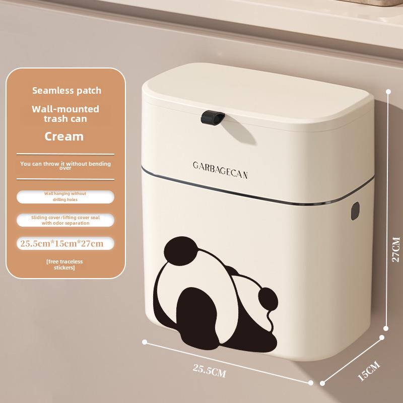 Кремово-белая кухонная подвесная корзина для мусора с крышкой - бесшовная наклейка для шкафа-корзины