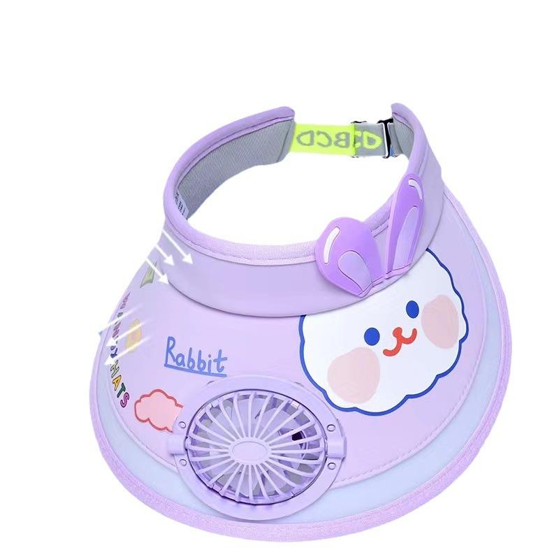 Летняя детская шляпа с вентилятором Солнцезащитная шляпа Мужская и женская Солнцезащитная шляпа Мультяшная Милая Защита от солнца Большая шляпа Шляпа с открытым верхом