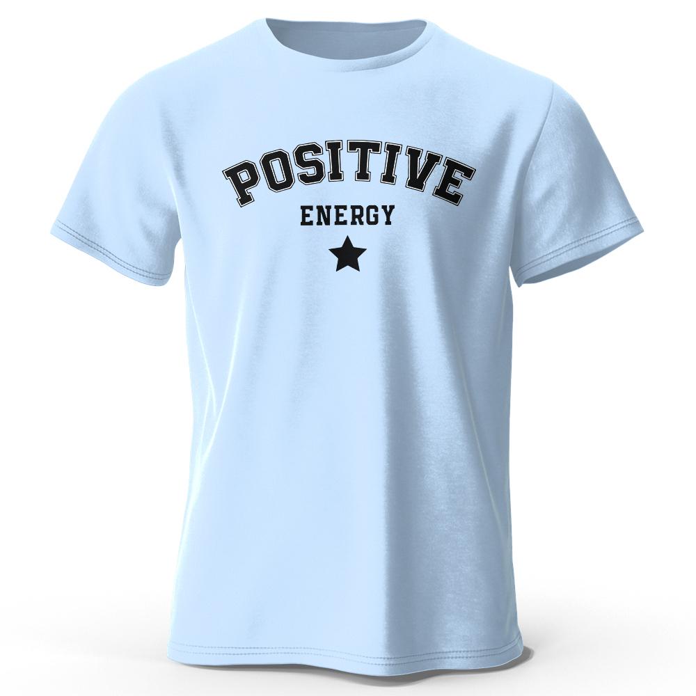 Men Positive Energy Tees and T-Shirt Trendy Urban Fashion Streetwear for Stylish Summer Look Breathable Sweat-Absorbent Durable