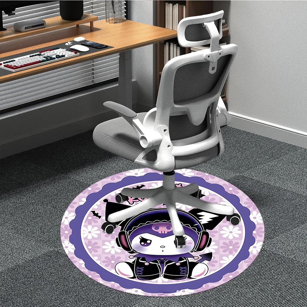 1pc Kuromi Cat Office Round Area Rug, Indoor Mat Suitable For Office, Under Office Chairs Bedroom Living Room Home Decor170