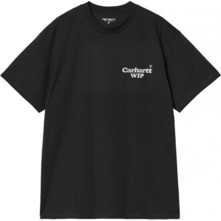 Carhartt WIP Мужская футболка с коротким рукавом, круглым вырезом и буквенным принтом, топ, черный I034663-89-XX