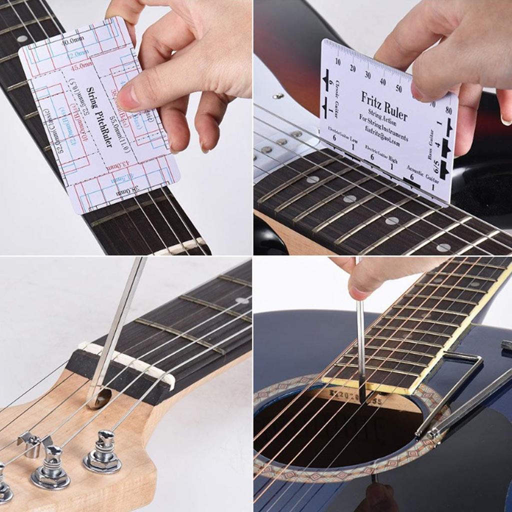 Smilerain Guitar Repair Guitar Maintenance Repair Tools for Guitar and Guitar Bass Maintenance Including Measuring Hex Nut Bridge Storage Bag Included