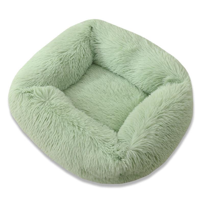 Square Dog Cat Bed with Side Cover Medium Large Sofa Plush Kennel Winter Warm Puppy Mat Nest Soft House Non-slip Basket Cushion