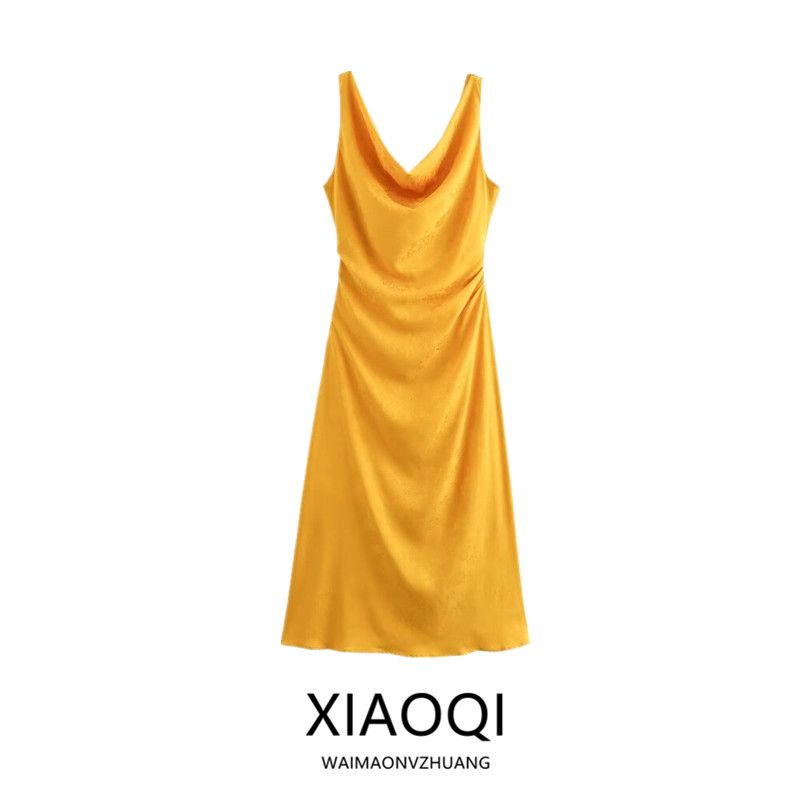 Fashion Style 2024 Autumn New Women's Clothing Elegant Jacquard Sleeveless Sling Mid-Length Dress 8579512