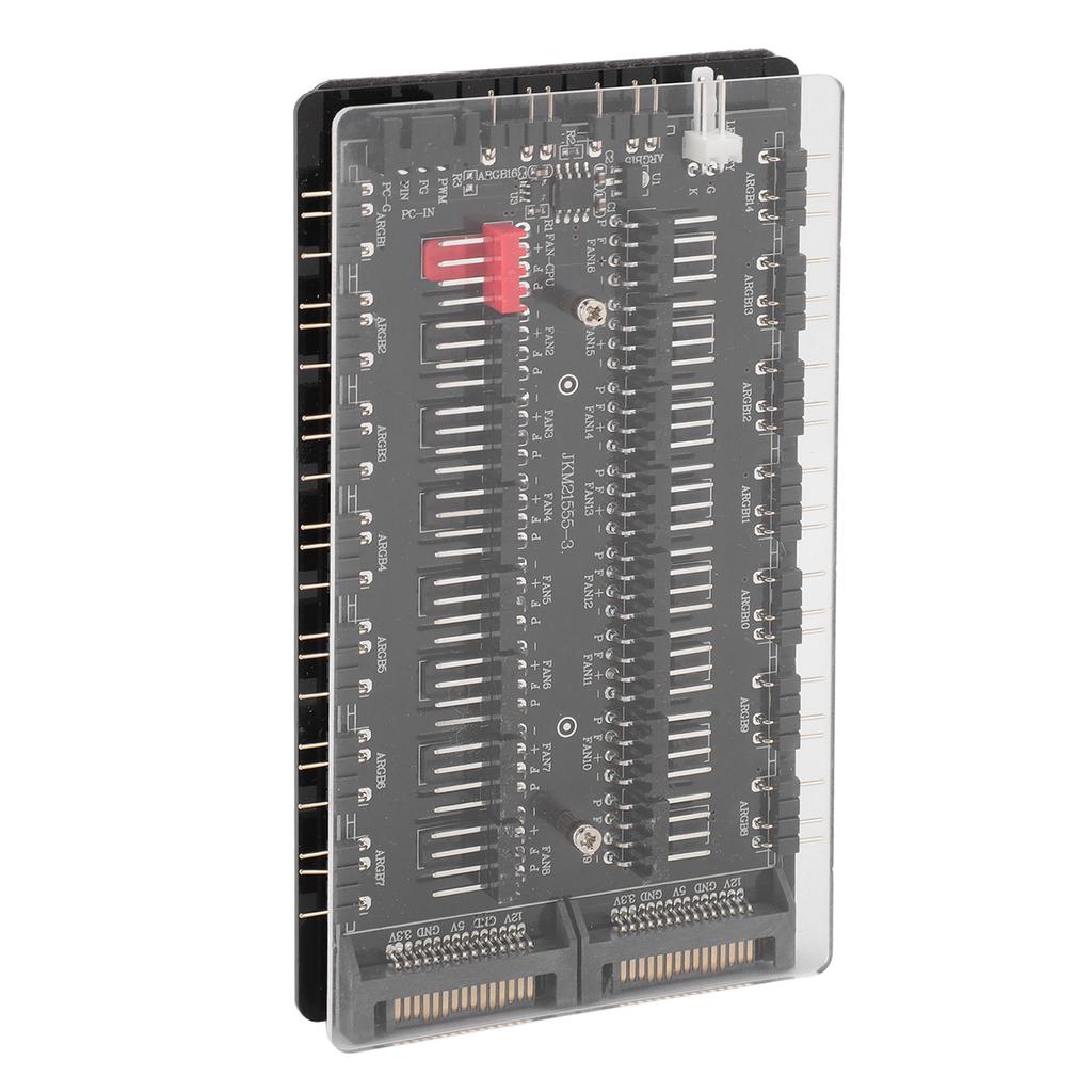 2 в 1 16-портовый ARGB PWM-хаб Питание через интерфейс SATA Магнитный 4-контактный PWM 3-контактный ARGB Хаб для корпусных вентиляторов с акриловым корпусом