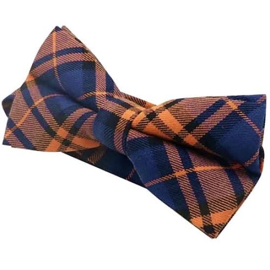 [Bowties.jp] Оранжево-зелено-синий клетчатый галстук-бабочка (Легко носить) (оранжевый)