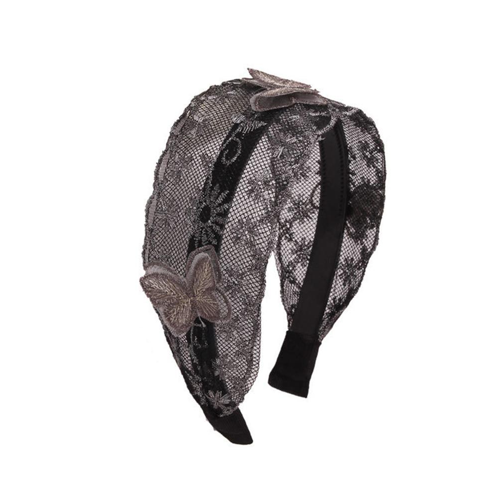 Flowers Lace Mesh Hair Band Wide Side Women Lace Hairbands Cute Hair Hoop Hair Accessories
