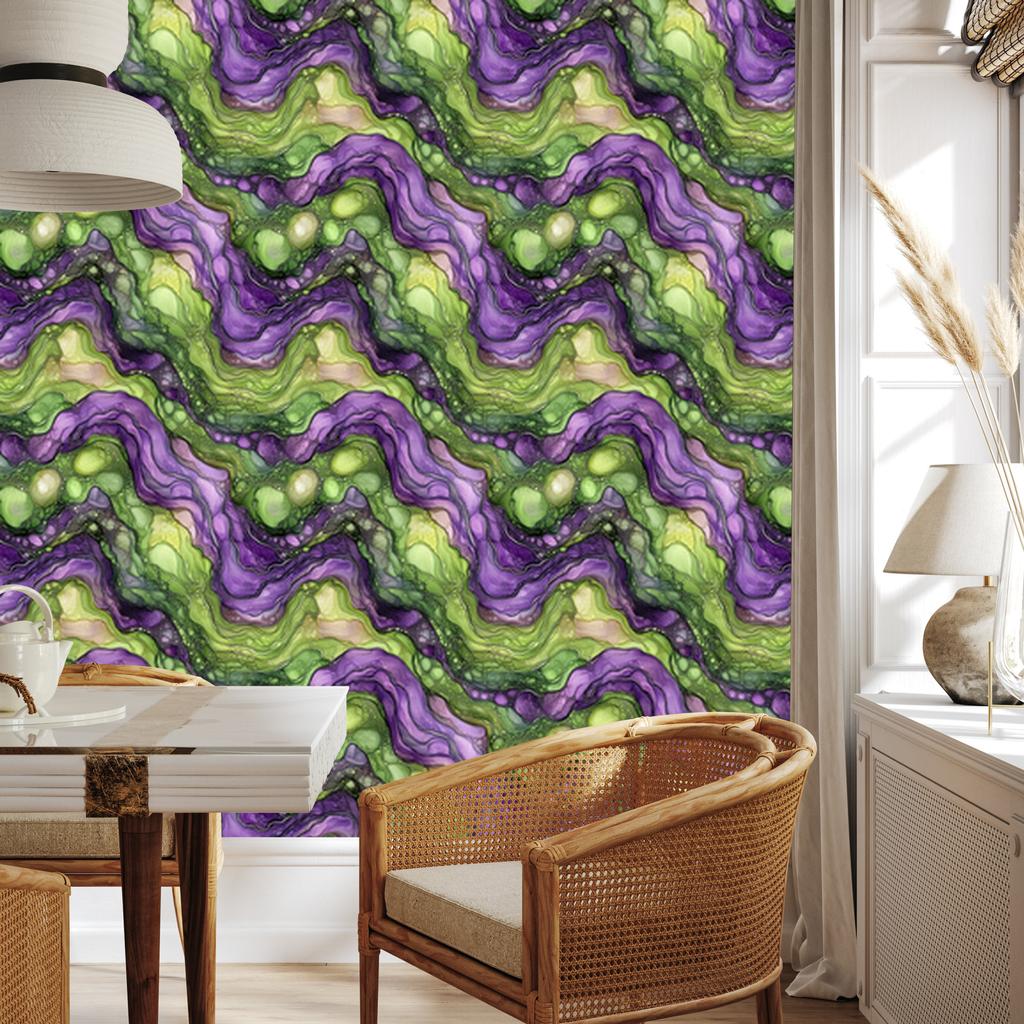 Ink Lime and Purple Wallpaper for Living Room and Bedroom 50x1000