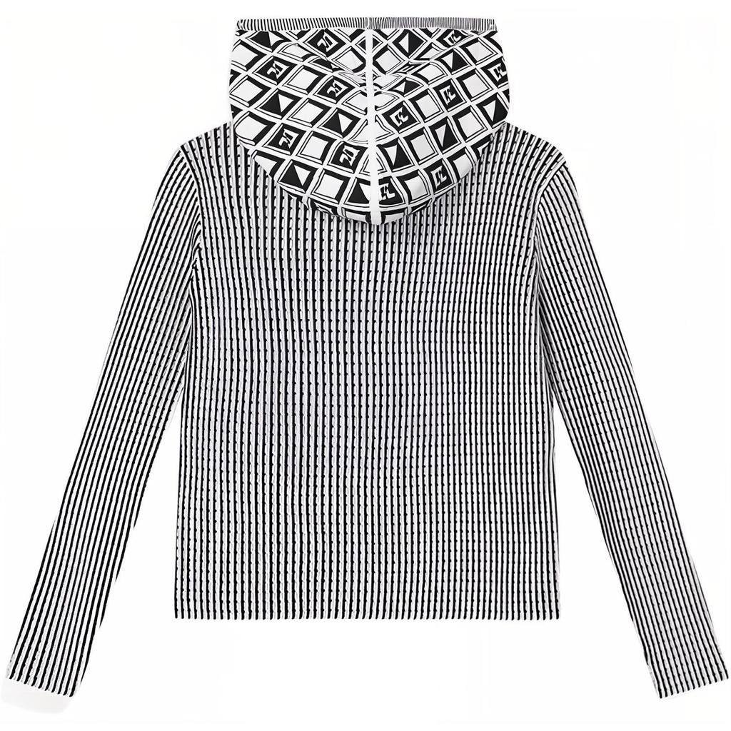 Fila SS24 Woven Fashion Casual All-Over Print Hoodie Women Tops Black F11W414402F