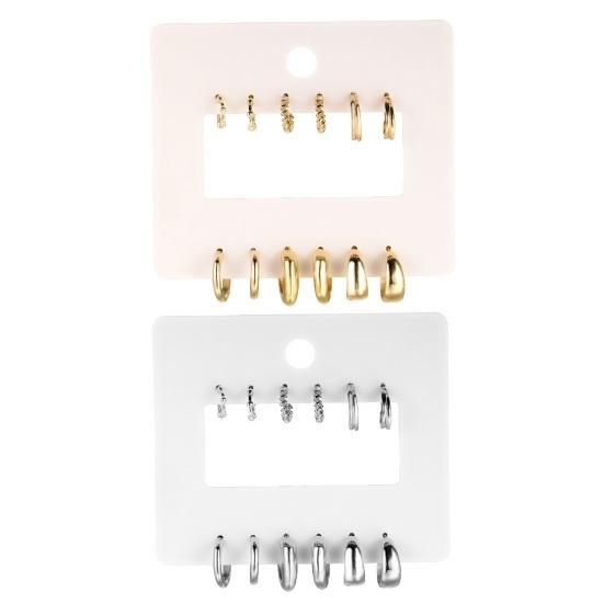 6 пар женских однотонных полированных сережек Huggie, гладких C-образных серег с гальваническим покрытием, украшения для ушей, ювелирные изделия