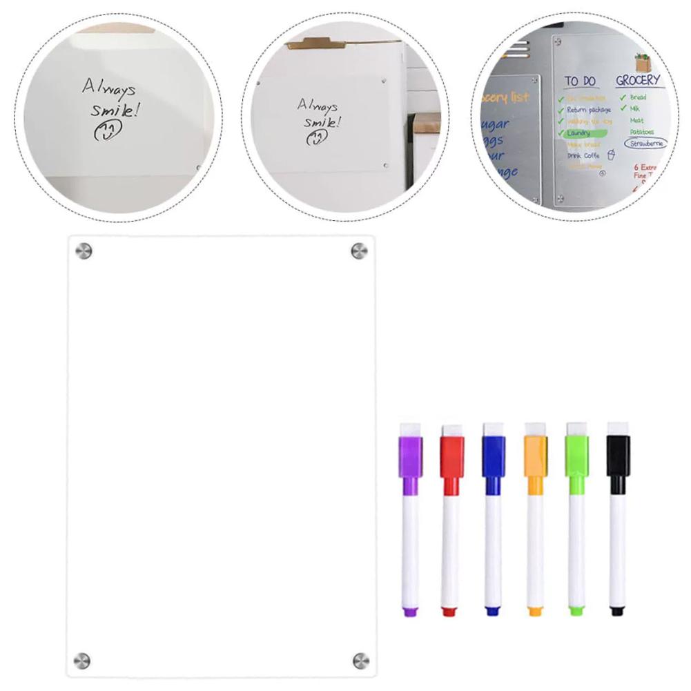 Magnetic Transparent Acrylic Week Plan Message Board Fridge Calendar Scratchable Magnetic Refrigerator Sticker