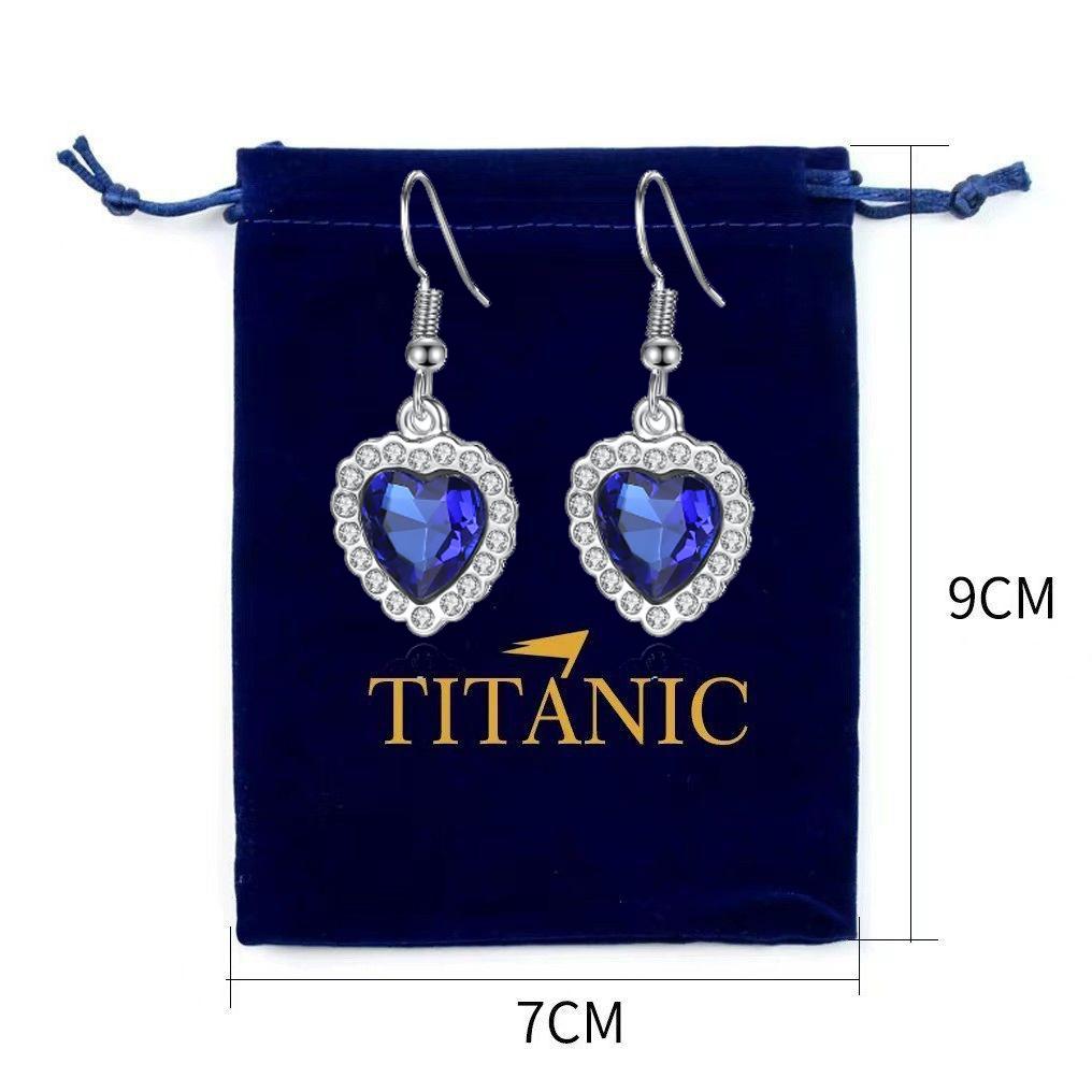 New European and American Ocean Heart Titanic Blue Pendant Necklace Fashionable Shining Zircon Eternal Love Red Sweater Cha