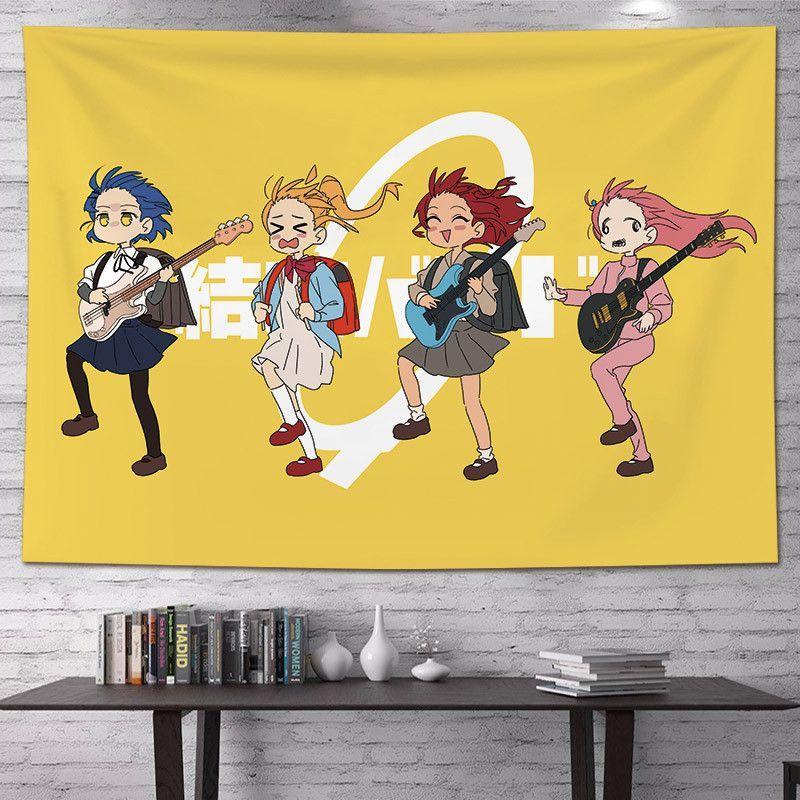 VIKAMA Japanese Cartoon Anime Tapestry Lonely Rock Cute Band Girl Wall Hanging for Living Room Bedroom Esports Room Decor