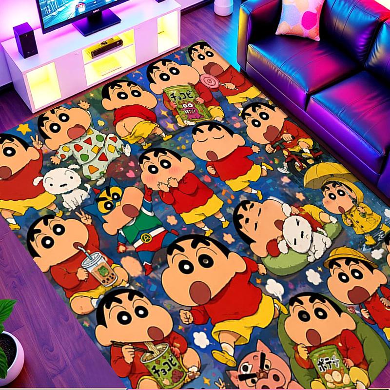Crayon Shin Print Rug, Washable Floor Carpet, For Entryway Dorm Laundry Room Office Study, Home Decor Birthday Christmas Gift