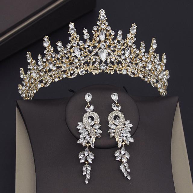 Модные красные диадемы, свадебные комплекты ювелирных изделий для женщин, свадебные короны, серьги, комплекты с диадемами, аксессуары для вечеринок для девочек