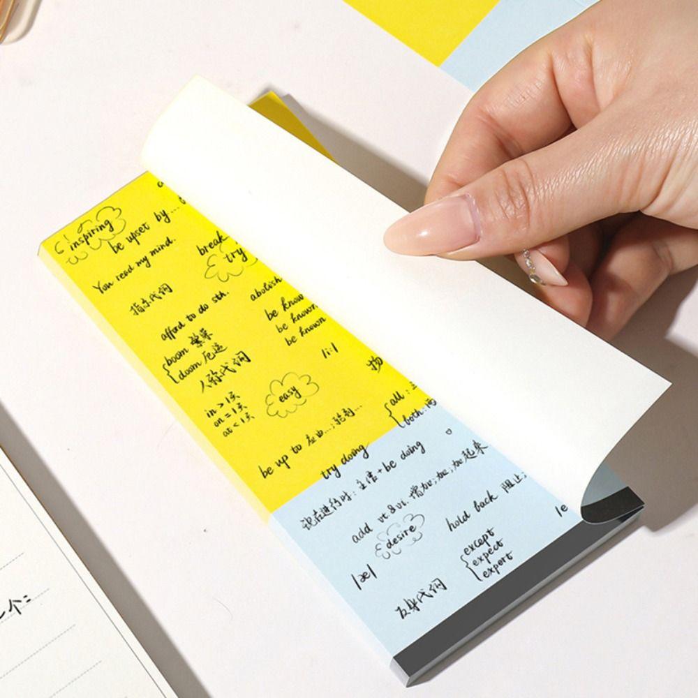 50/100Sheets Color-blocking Writing Notepad Long Style Message Paper Korean Memo Pad  School Office