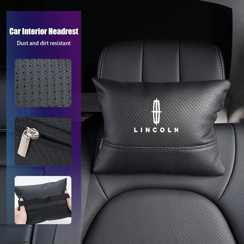 Leather Car Seat Headrest Pillow Neck Cushion Perforated Breathable Pillow For Lincoln MKZ MKX Aviator Navigator Continental MKC zj5