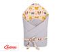 2-in-1 baby wrap with tie, stiffened and soft - cream animals