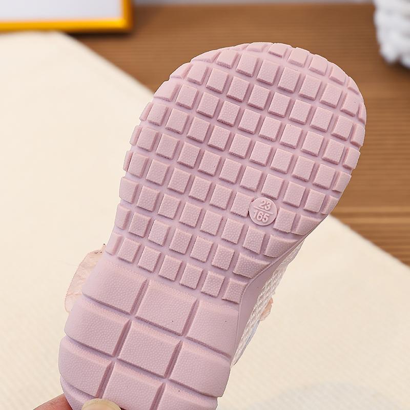 Girls Mary Jane Mesh Shoes Casual Shoes Kids Breathable Ruffle Flats Children Butterfly Decor Shoes Non-slip Kids Sandals