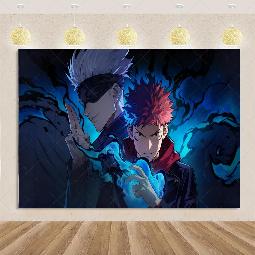 Jujutsu Kaisen themed birthday party decorations, Gojo Satoru anime character backdrop, children's poster41