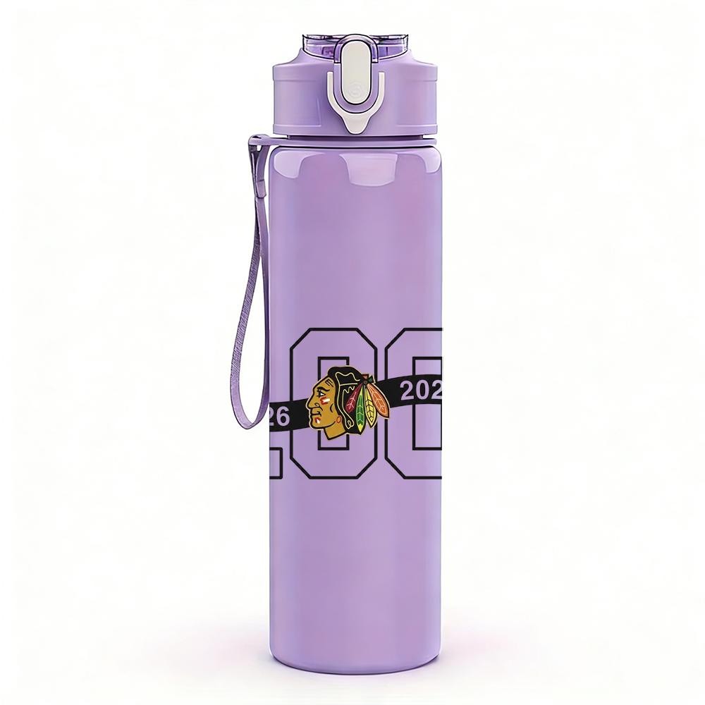 PC Number One Hundred Bold Text Print 750ml colorful plastic sports water bottle leakproof pop up lid with straw for outdoor work home use