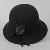 Autumn and winter women's wool hat British retro top hat elegant temperament versatile bucket hat warm middle-aged basin hat