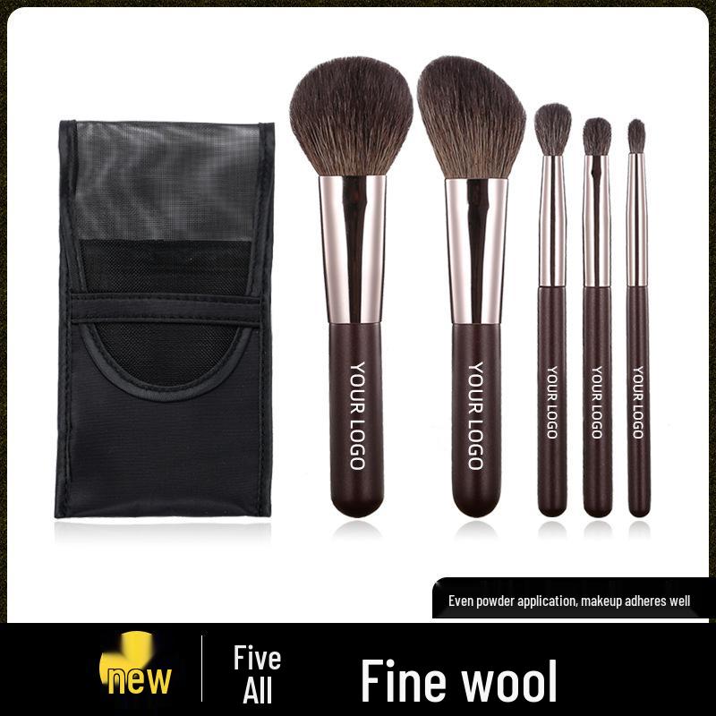 Portable Mini Animal Hair Makeup Brush Set - Soft Brushes for Eyeshadow, Powder, and Blush - Perfect for Beginners