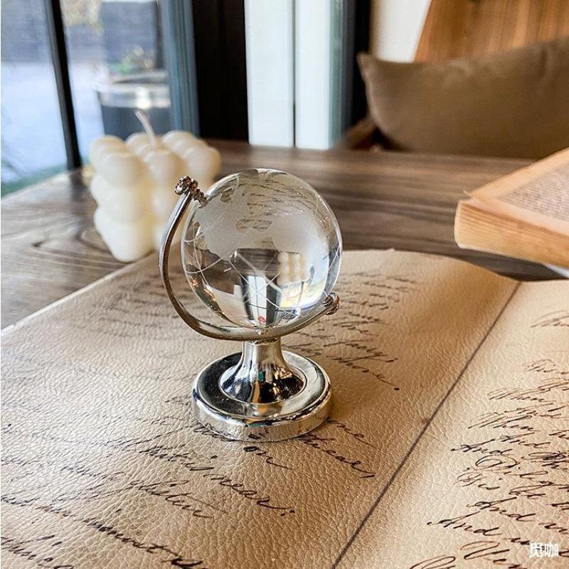 1pcs Globe Desktop Ornament Mini Crystal Ornaments Desk Decoration Crafts Christmas Decorations for House Office Accessories