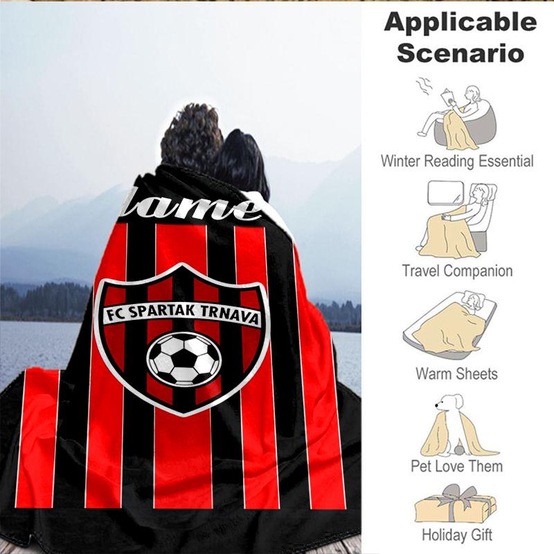 Custom Name Spartak Trnava Football Crest Blanket Lightweight Ideal Bedding Blanket Perfect for Travel, Camping,Living Rooms,Sofas,Christmas gift
