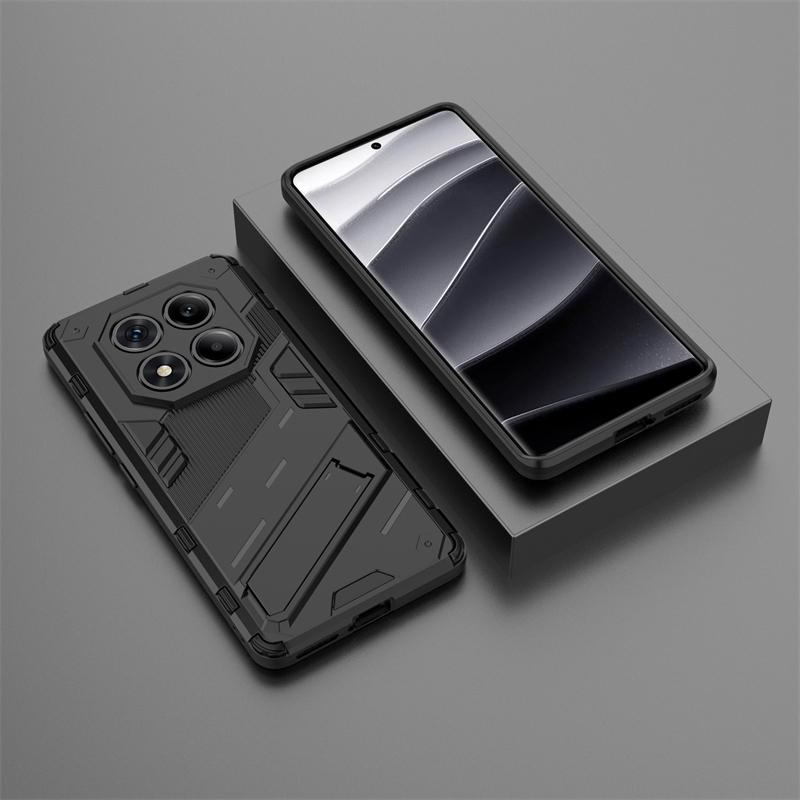 Punk Bracket Phone Case For Xiaomi Redmi Note 14 4G Global Case Shockproof For Redmi Note 14 Pro 4G Funda Back Cover