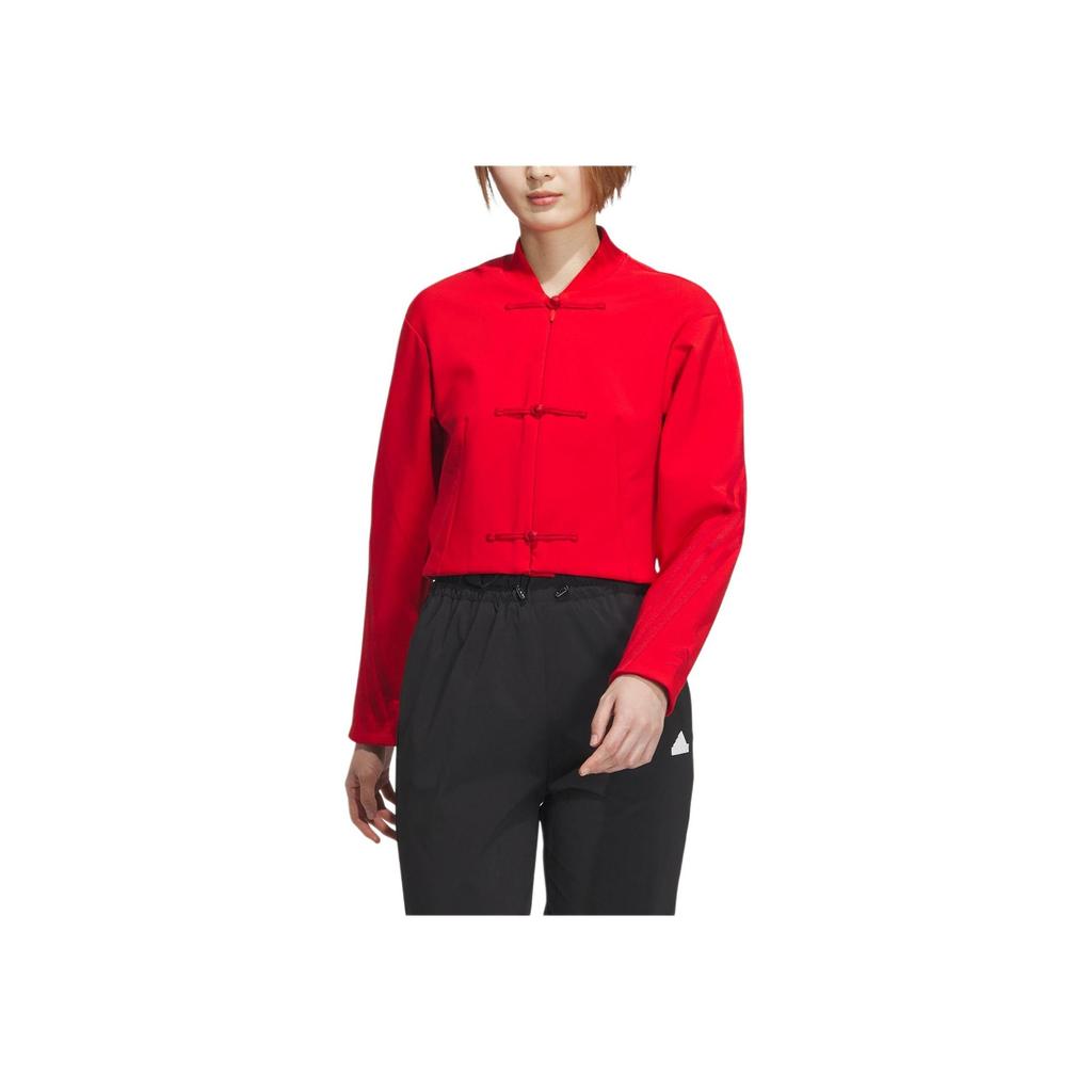 Adidas Короткая куртка Samuel Gui Yang Collaboration с дисковыми пуговицами Женская верхняя одежда Energy-Red JF6664
