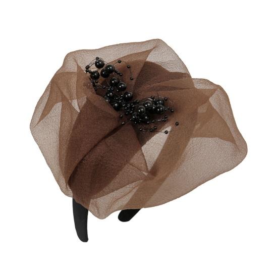 Ретро Повязка на голову Женская Свадебное украшение для головы Бусины Сетка Декор Увеличенная Повязка для волос Французский стиль Выпускной Вечер EMA