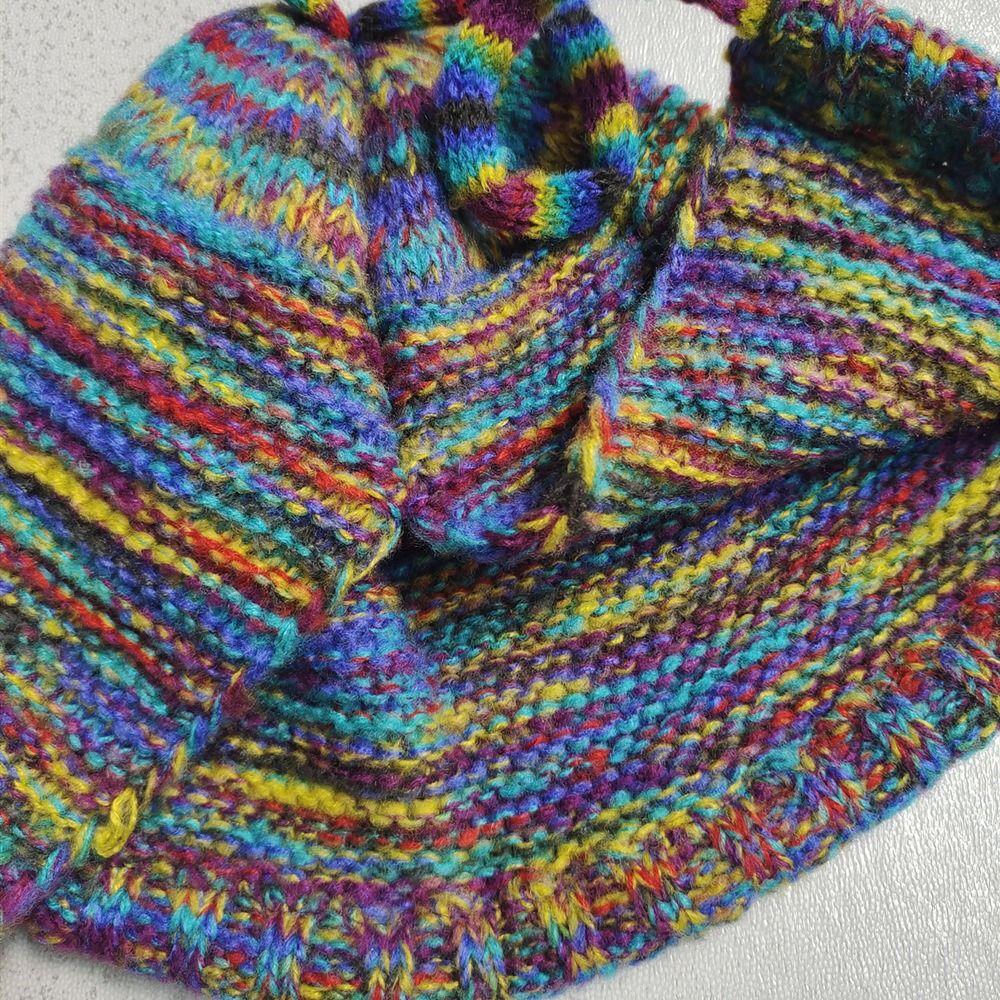 Colorful Warm Beanie Hat Fashion Gradient Woolen Cap New Rainbow Knitted Hat