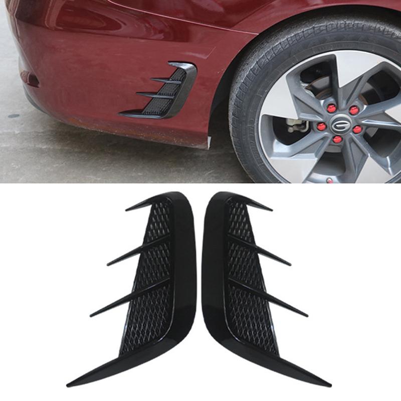 1 Pair Car Body Decoration Universal Carbon Fiber Pattern Soft Front Bumper Side  Air Flow Vent Cover Diy Accessories