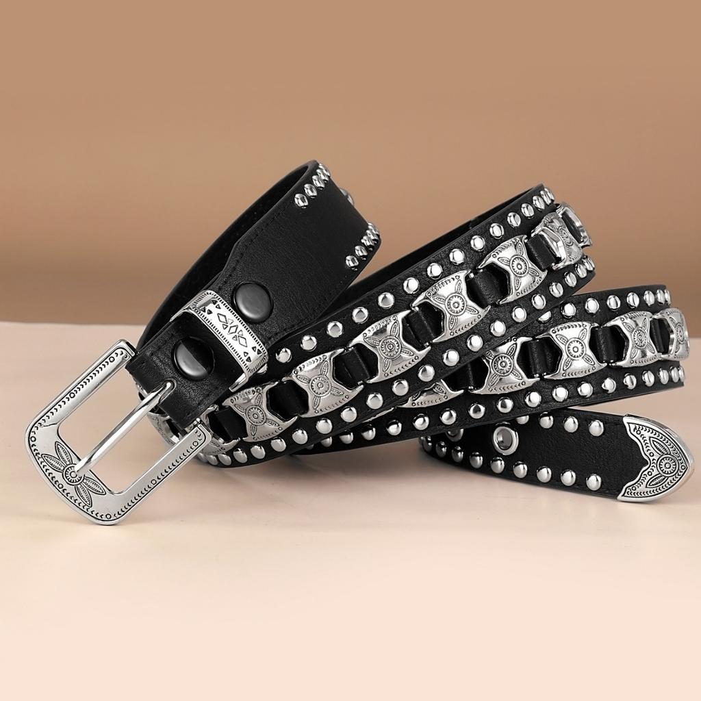 Punk Men And Women Belt Belt Rivet Metal Buckle Spice Girl Style Jeans With Tide
