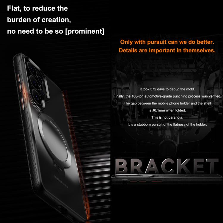 Gear-Style Stress Relief 360 Rotation Holder MagSafe Phone Case For Samsung Galaxy S26 Ultra 5G, PC+TPU Shockproof Anti-Scratch Protective Cover
